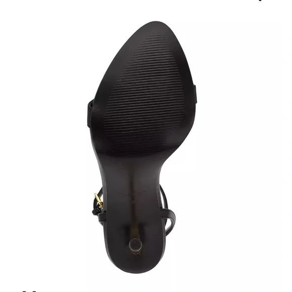 Nine West Reina Black and Gold Women's Stiletto Sandals - Picture 4 of 11